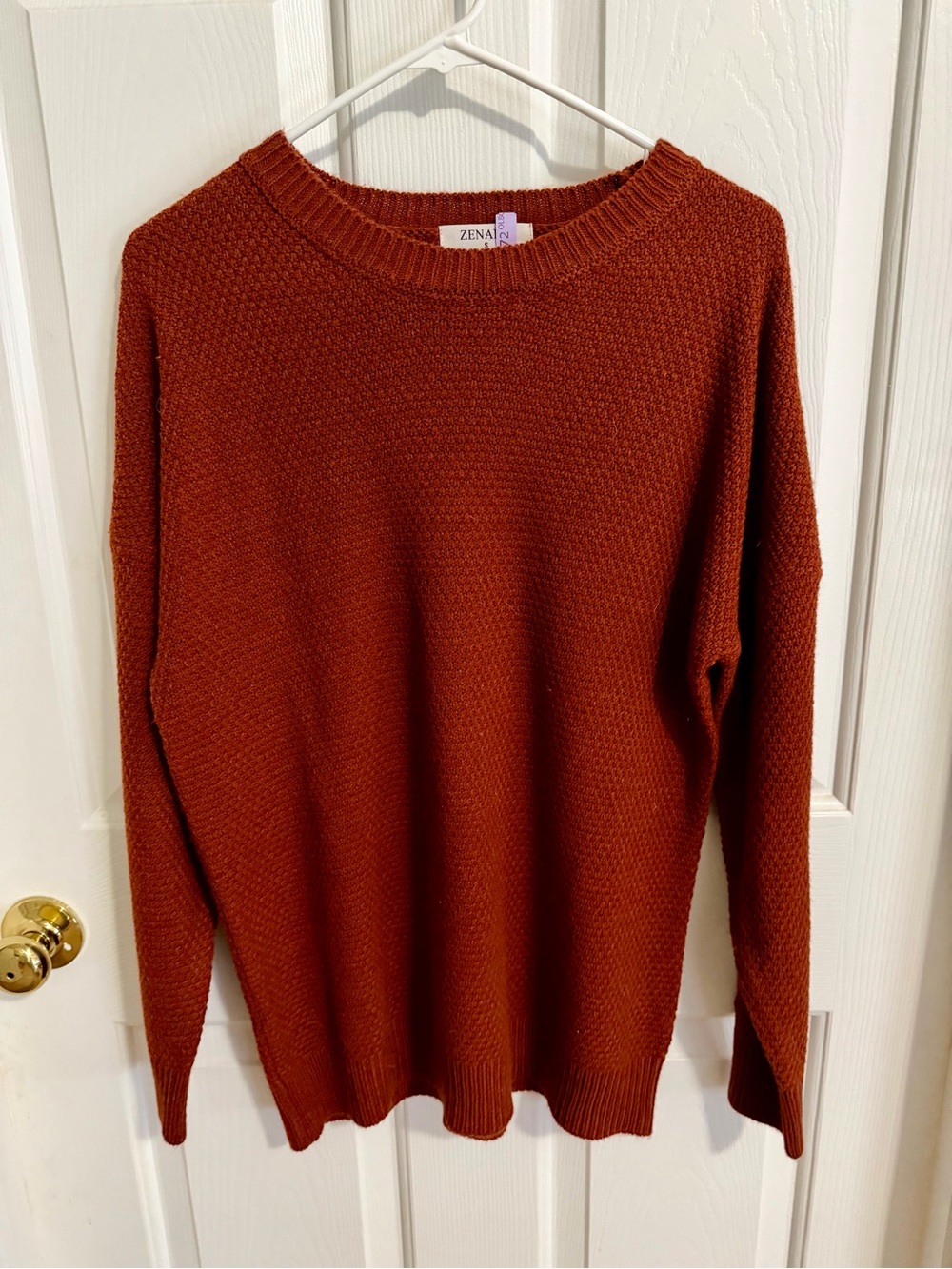 Zenana Rust Crewneck Sweater - Women's Comfort  Knit